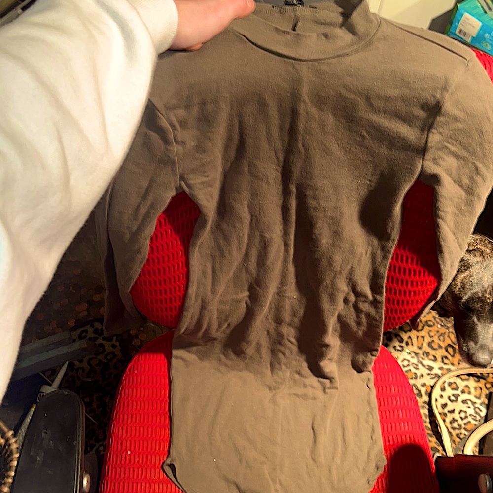 Cute green neck tight dress above knee long sleeve
